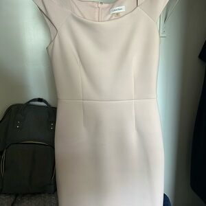 Calvin Klein Cream Sheath Dress with Cap Sleeves